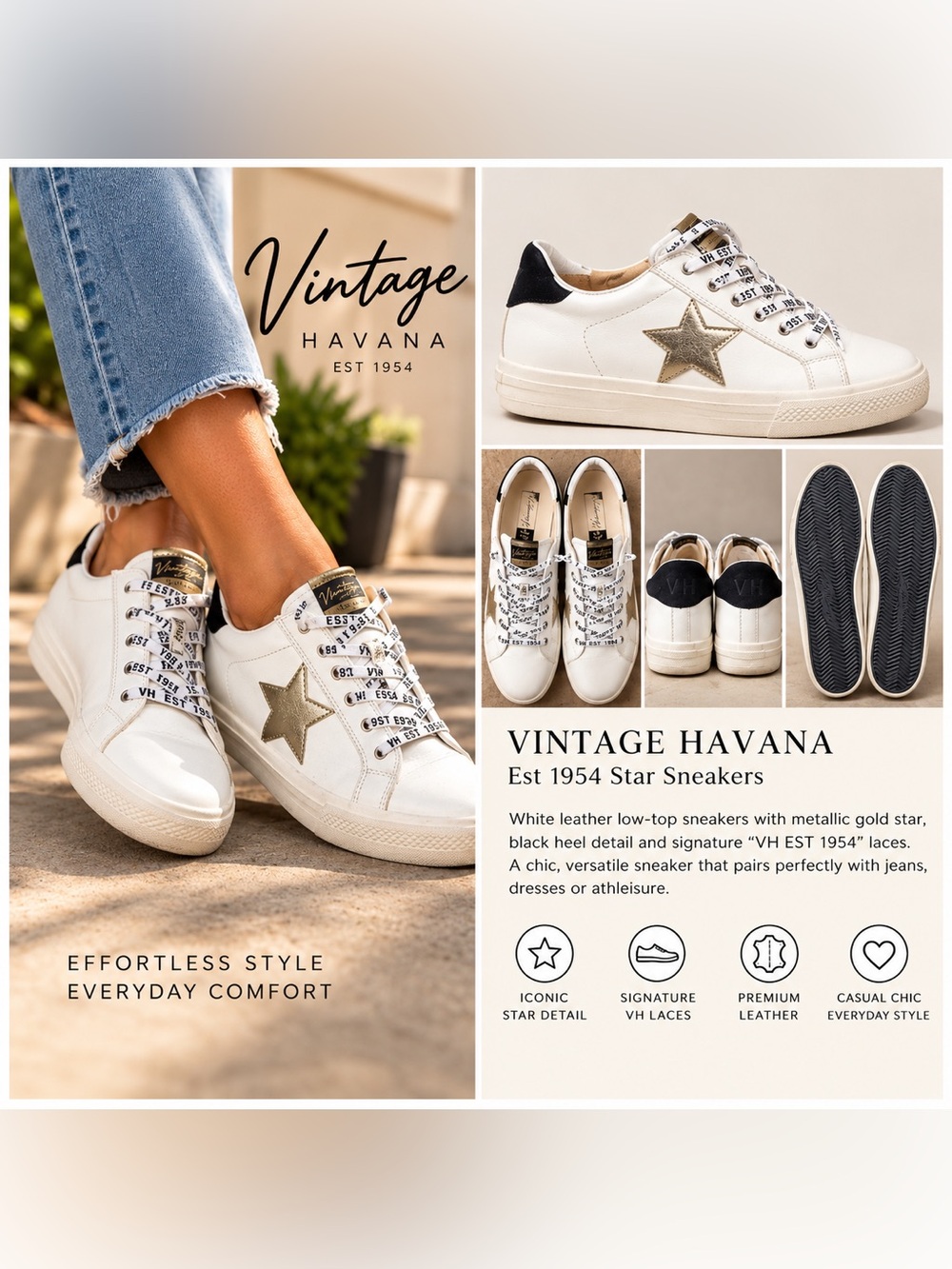 Vintage Havana Legend Sneaker White & Gold